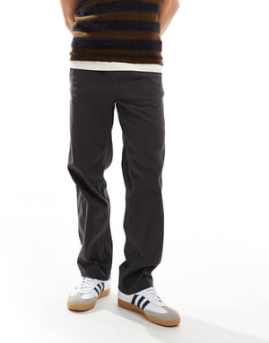 ONLY & SONS byx med elastisk midja i tapered stil i mörkgrått