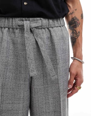 ASOS DESIGN smart extremt vida joggers i grått med lång dragsko