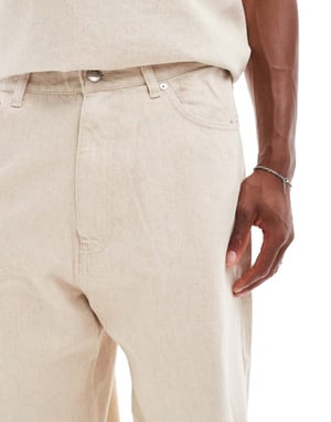 Weekday Astro tungvikt linbyxor i beige