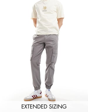 ASOS DESIGN tapered dragbyxa i grå