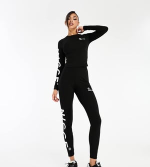 Nicce mara co-ord leggings i svart med placeringstryck