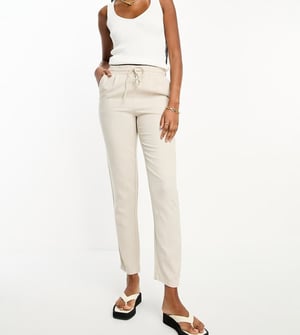 Vero Moda Tall linneblandning tapered byxor i sten