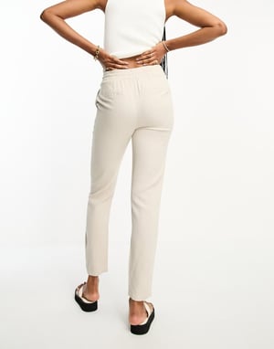 Vero Moda Tall linneblandning tapered byxor i sten