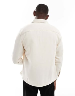 ASOS DESIGN wool blend overshirt in stone