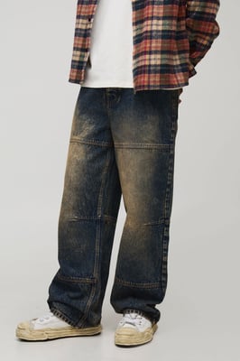Relaxed Fit Washed Carpenter Worker Jeans