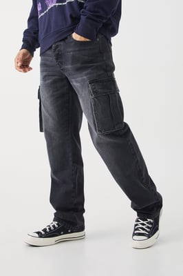 Relaxed Rigid Cargo Washed Jeans