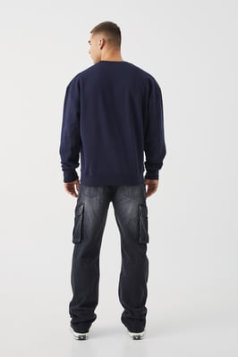 Relaxed Rigid Cargo Washed Jeans