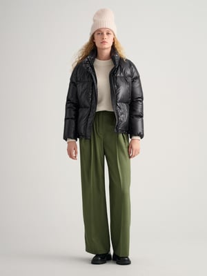 Womens Ebony Black Cropped Down Jacket