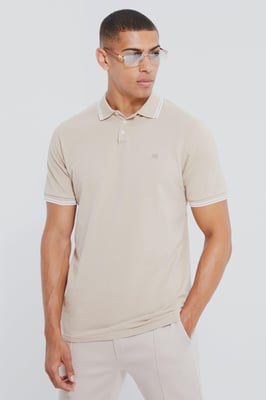 Regular Fit Crown Embroidered Tipped Pique Polo