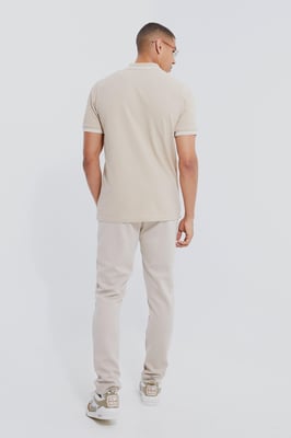Regular Fit Crown Embroidered Tipped Pique Polo