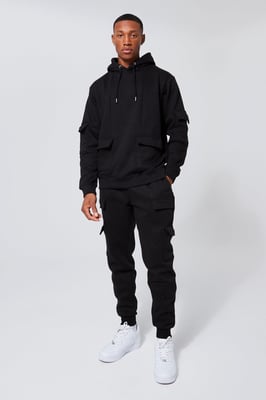Regular Fit Official Man Cargo Hooded Panelled Tracksuit
