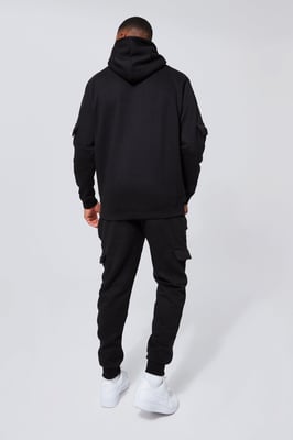 Regular Fit Official Man Cargo Hooded Panelled Tracksuit