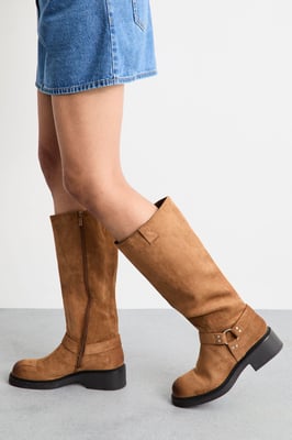 Faith: Bia Faux Suede Knee High Biker Boots