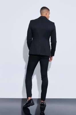 Tonal Houndstooth Single Breasted Jacket