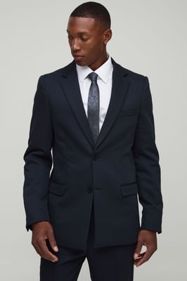 Slim Fit Single Breasted Twill Blazer
