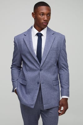 Straight Fit Herringbone Suit Jacket