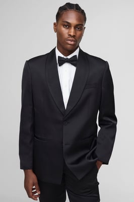 Relaxed Fit Satin Shawl Collar Blazer