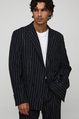 Oversized Warped Pinstripe Blazer