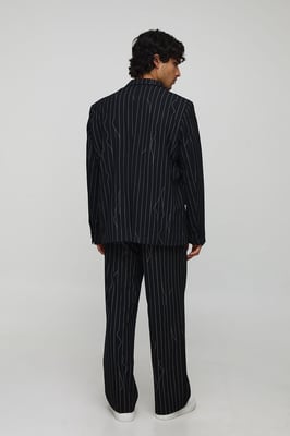 Oversized Warped Pinstripe Blazer