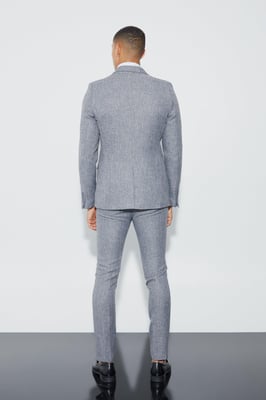 Skinny Fit Double Breasted Boucle Blazer