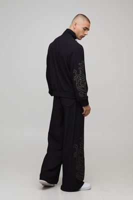 Boxy Fit Funnel Neck Zip Through Woven Tracksuit