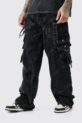 Tall Baggy Strap And Buckle Detail Jeans