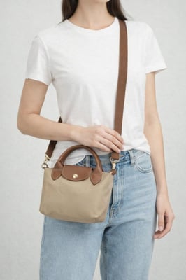 Mini Pouch Crossbody Bag in Dark Beige