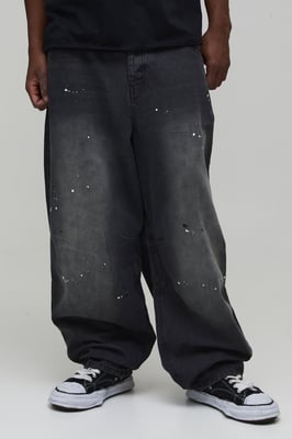 Tall Spray Washed Paint Splatter Balloon Jeans