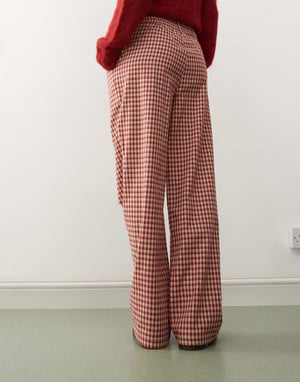 Reclaimed Vintage wide leg tailored trouser in red check