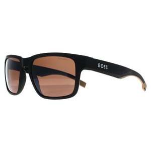 Hugo Boss Square Heren Mat Zwart Bruin Gepolariseerd BOSS 1497/S