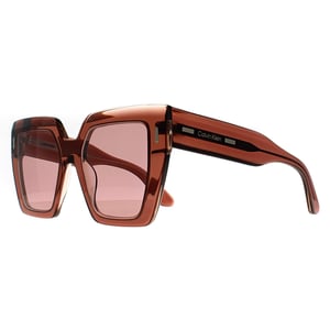 Calvin Klein Square Womens Transparent Dark Brown Burgundy CK23502S