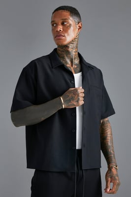 Short Sleeve Stretch Oversized Boxy Fit Shirt