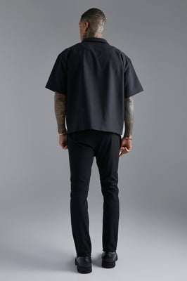 Short Sleeve Stretch Oversized Boxy Fit Shirt