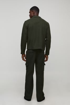 Relaxed Fit Wool Look Fixed Waistband Trousers