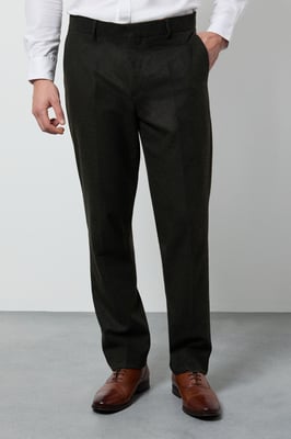 Dark Green Tweed Look Tailored Fit Trousers