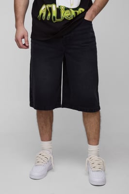 Tall Relaxed Fit Jorts with Pleat Waist Detail