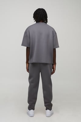 Oversized Boxy Bonded Scuba T-Shirt & Cropped Tapered Jogger Set