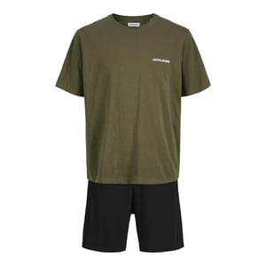 Jack & Jones Heren korte shortama pyjamaset jaceverest groen/zwart