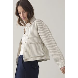 Summum 1s1289-12403 122 boxy jacket yarn dyed stripe ivory