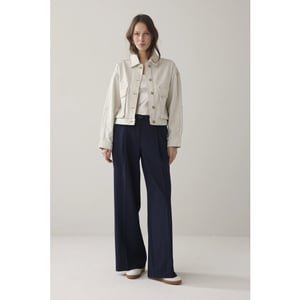 Summum 1s1289-12403 122 boxy jacket yarn dyed stripe ivory
