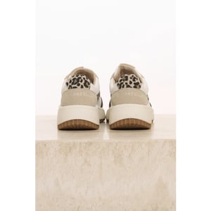Rino & Pelle Qwen.1002621 rino&pelle mixed material sneaker snow white taupe leopard