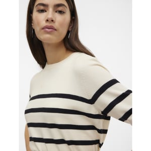 Vero Moda vmsaba plain ss o-neck pullover ga 10306829 birch stripes with black
