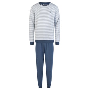 Phil & Co Heren winter pyjama set lang interlock blauw gestreept