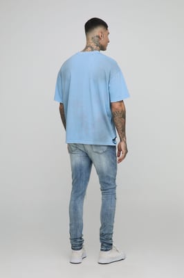 Tall Acid Wash Rip & Repair Stacked Skinny Jeans