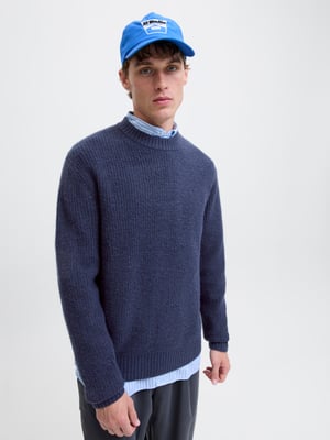 Jack & Jones Tröja York Ollie Stickad Rundhals Blå