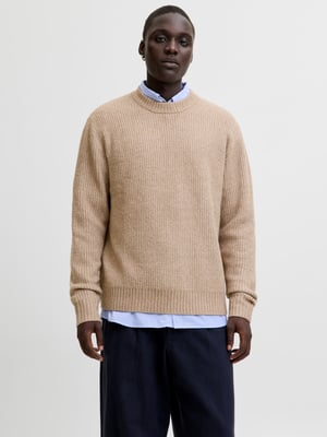 Jack & Jones Tröja York Ollie Stickad Rundhals Beige