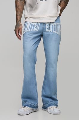 Tall Raw Hem Applique Gusset Flared Jeans