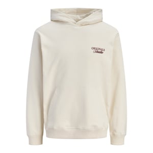 Jack & Jones Jornorrebro typo back sweat hood sn ecru