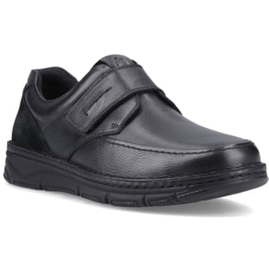 Hush Puppies Forde Klitteband Leren Heren Zwarte Instappers