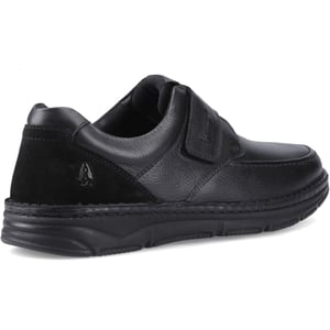 Hush Puppies Forde Klitteband Leren Heren Zwarte Instappers